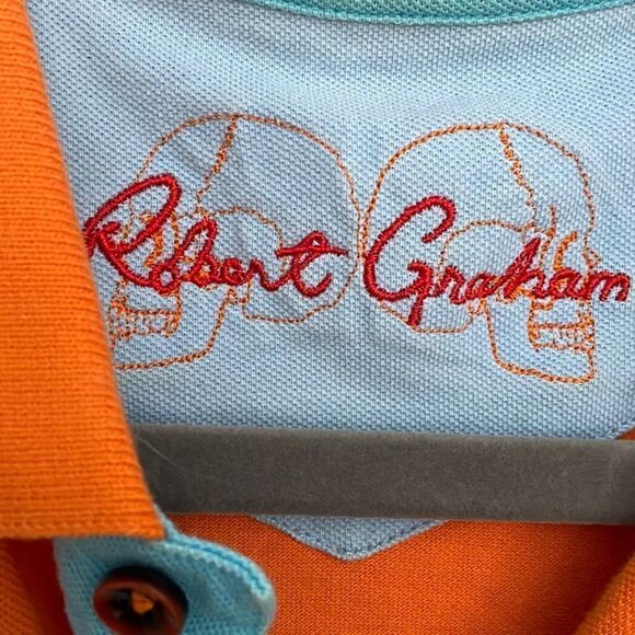 Robert Graham Clock Tower Classic Fit Polo size Small Orange - Picture 2 of 5